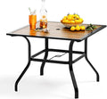PHI VILLA 37" x 37" Patio Dining Table Outdoor Dining Furniture Umbrella Table by PHIVILLAThepioneerofcomfortablehouseholdsupplies