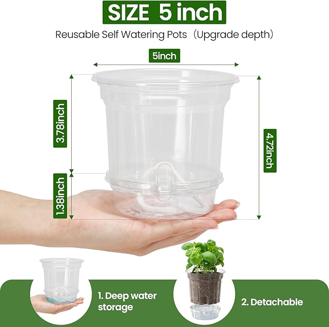 MIXC 12 Packs 5 Inch Self Watering Pots - Image 4