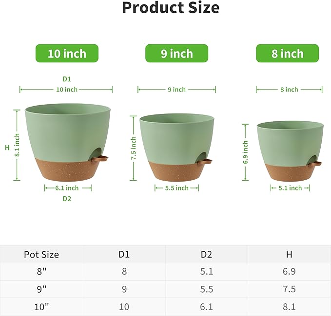 FaithLand 3-Pack Planter Pots, 10 9 8 Inch Self Watering Flower Pots - Image 2
