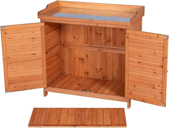 GDLF Outdoor Garden Patio Wooden Storage Cabinet Furniture Waterproof Tool Shed - Image 7