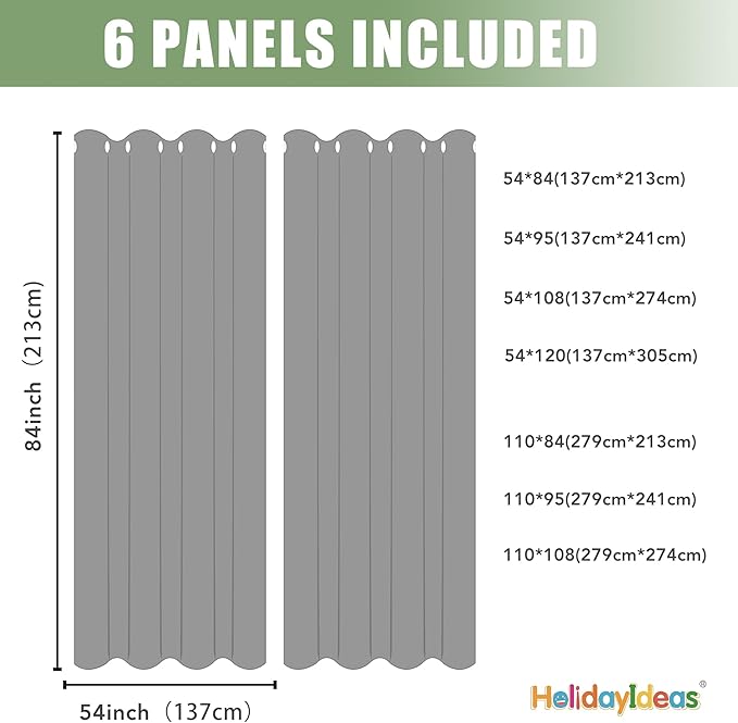 HolidayIdeas Outdoor Curtains for Patio Waterproof, 6 Panels - Image 7