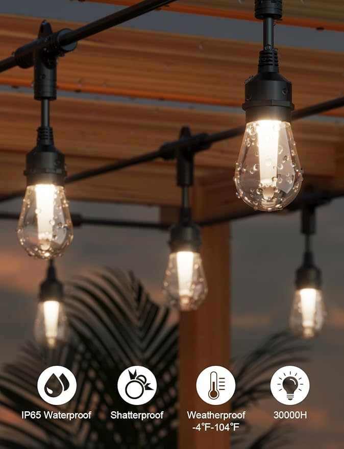 XMCOSY+ Smart Outdoor String Lights, 98Ft Patio Lights Waterproof, App Control - Image 7