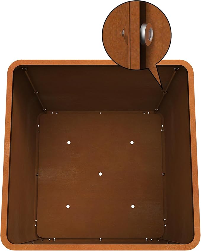 Corten Steel Planter Box 24" L x 24" W x 24" H, Large Metal Square Planter - Image 5