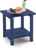 LUE BONA Adirondack Outdoor Side Table, 2-Tier Navy HDPS Patio End Table by LUEBONA