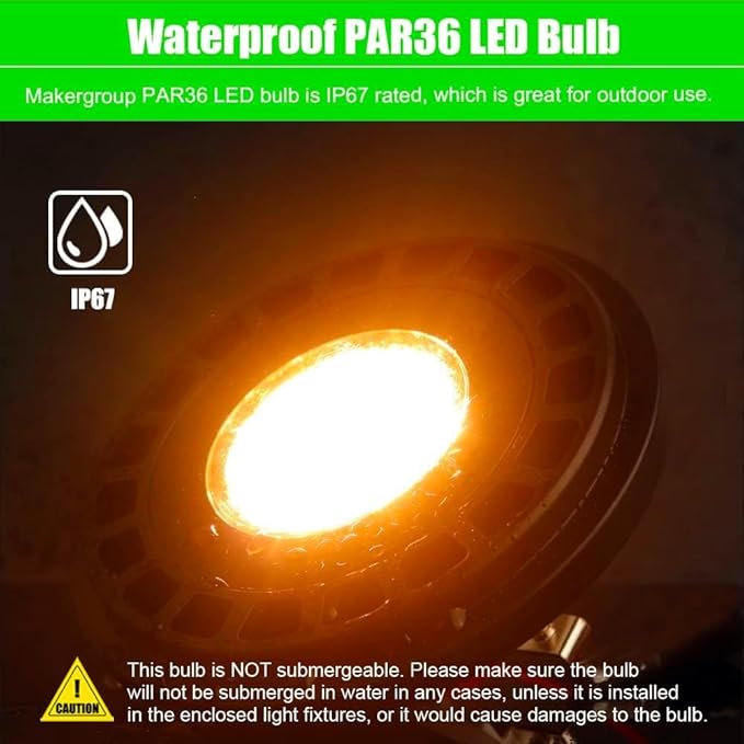 PAR36 LED Landscape Light Bulb 7W, 12V Low Voltage Lighting, Waterproof - Image 2