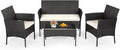 FDW | 4-Piece Patio Furniture Set | Black | Outdoor Wicker Furniture by FDW