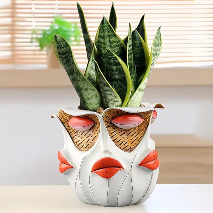 TOZLU Art Abstract Face Planters Pots Head, Unique Fun Abstract Face Flower Pot - Image 5