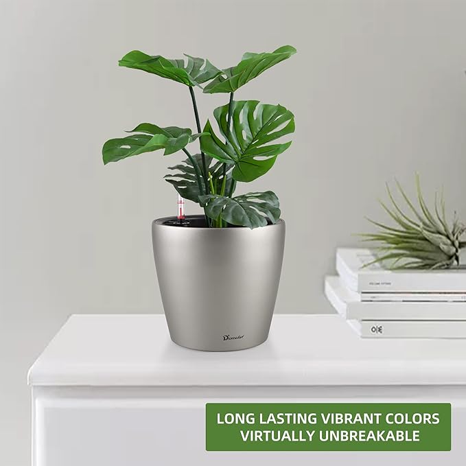 Dexceder 9x8 Inches Self Watering Planter Metallic Matte Indoor Outdoor - Image 6