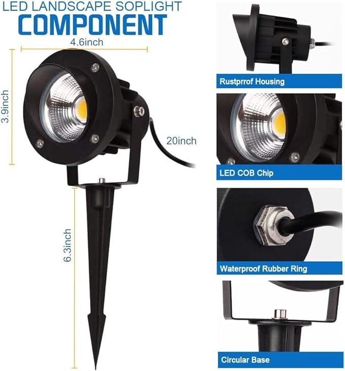 EAGLOD 20W Led 12V AC/DC Flag Spotlights Outdoor Landscape Lights, Low Voltage - Image 8
