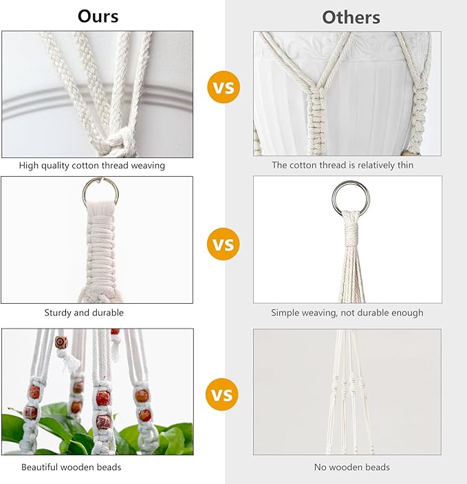 Belit 2 Pack Macrame Plant Hangers Indoor Hanging Planter Basket Decorative - Image 6