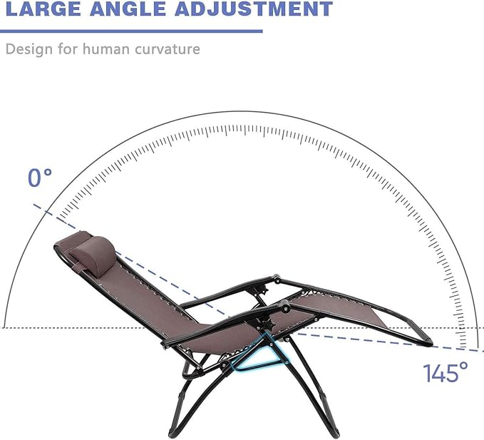 Homall Zero Gravity Patio Folding Lawn Chairs Outdoor Gravity Camp Reclining - Image 6