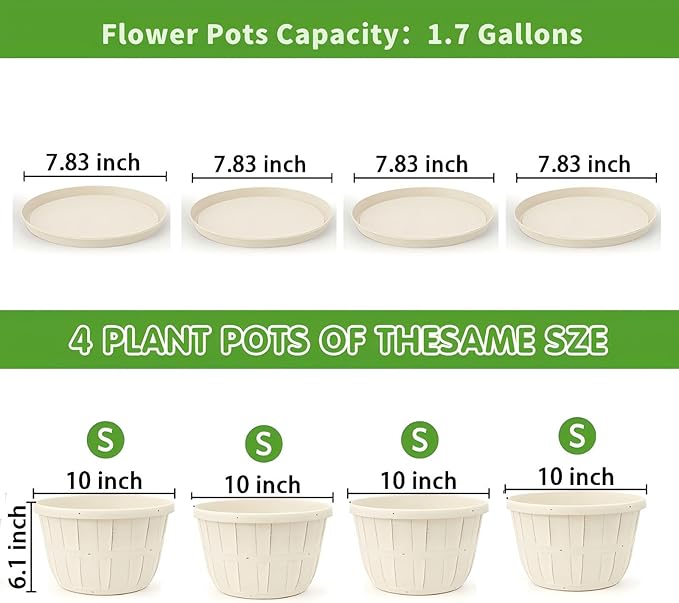 Quarut 10 inch Plastic Flower Pots - Image 4