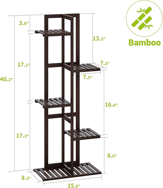 BMOSU Bamboo Plant Stand for Indoor Outdoor Plants Corner Tall Plant Shelf 6 - Image 7