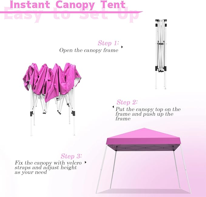 Canopy Tent, 10X10 FT Pop Up Canopy Outdoor Instant Tent Slant Legs - Image 3