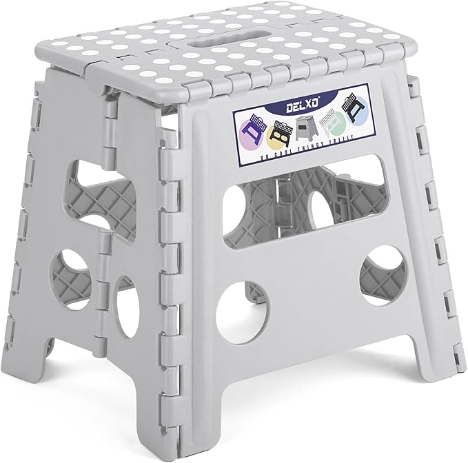 Delxo Folding Step Stool, 13 inch Non-Slip Foldable Stools by Delxo