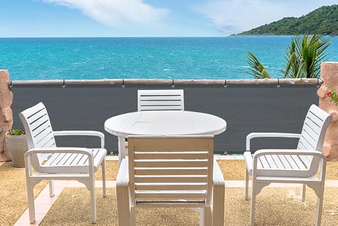 LOVE STORY 3'x12' Dark Grey Balcony Screen Privacy Fence Cover UV Protection - Image 7