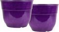 Garden Elements Indoor/Outdoor Glazed Brushed Happy Plastic Planter, Dark Purple by GardenElements