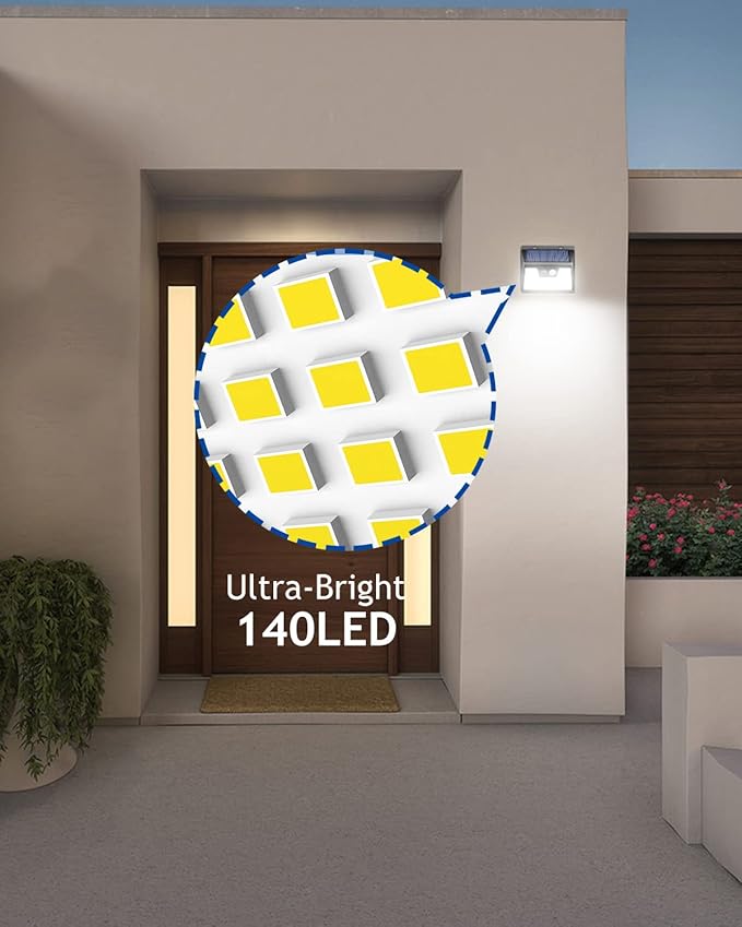 Peasur Solar Powered Lights Outdoor, 140 LED 8Pack Motion Sensor Light Outside - Image 5