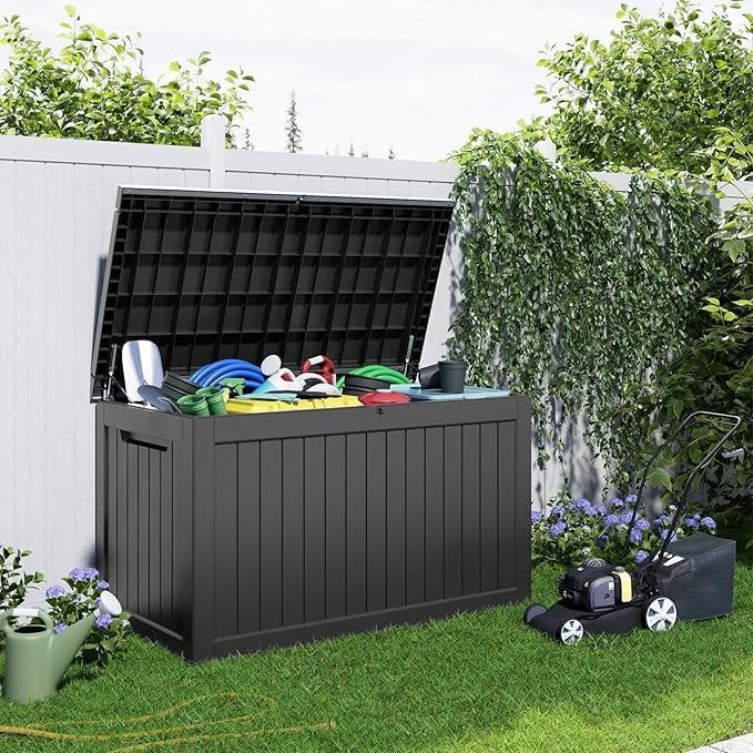 ROJIK Outdoor Storage Housing Deck Box, Waterproof Patio Furniture, Garden Tools - Image 7