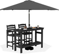 SERWALL Outdoor Bar Set with 9ft Umbrella, All-Weather HDPE Patio Bar Chairs by SERWALL