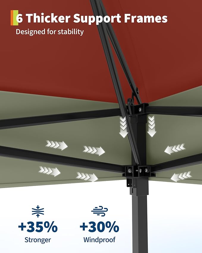 Canopy Tent 12x12 ft, Pop Up Gazebo One-Push Setup - Image 6
