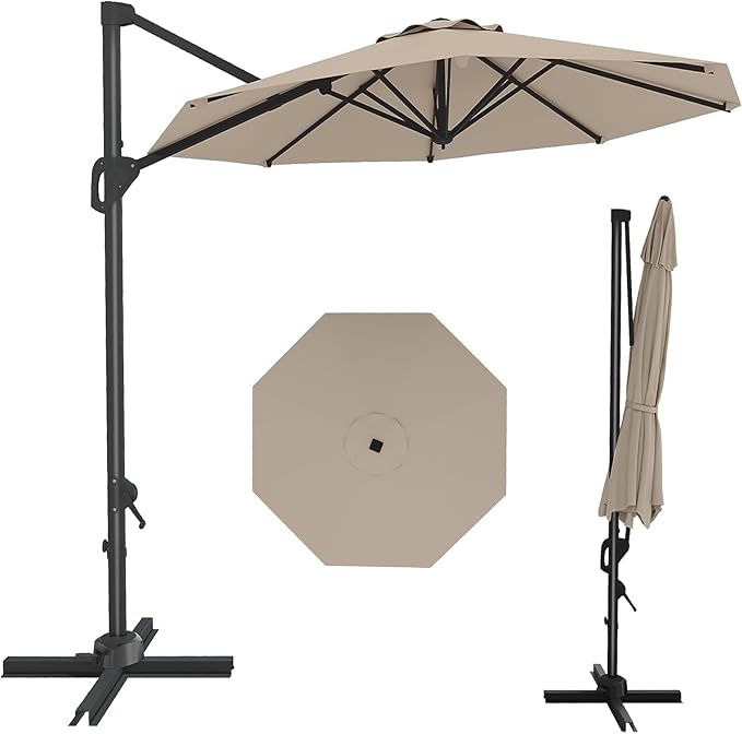 GarveeLife 10FT Patio Umbrella Outdoor Large Cantilever Umbrella Market Sun by GarveeLife