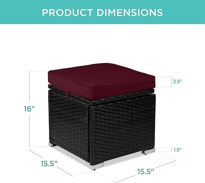 Best Choice Products Set of 2 Wicker Ottomans, Additional Seating, Side Table - Image 2