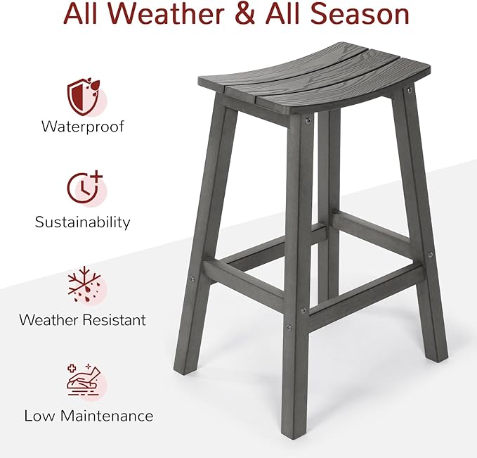 All-Weather Bar Stools Set of 2, Never Rot or Fade, - Image 4
