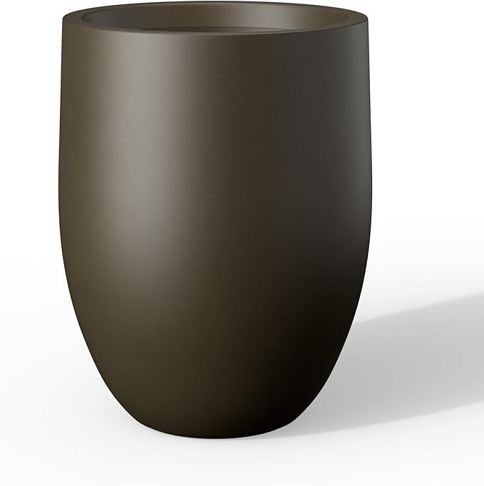 Kante Tall Concrete Planter, 21.7-Inch Height Dark Brown Large Indoor Outdoor by Kante