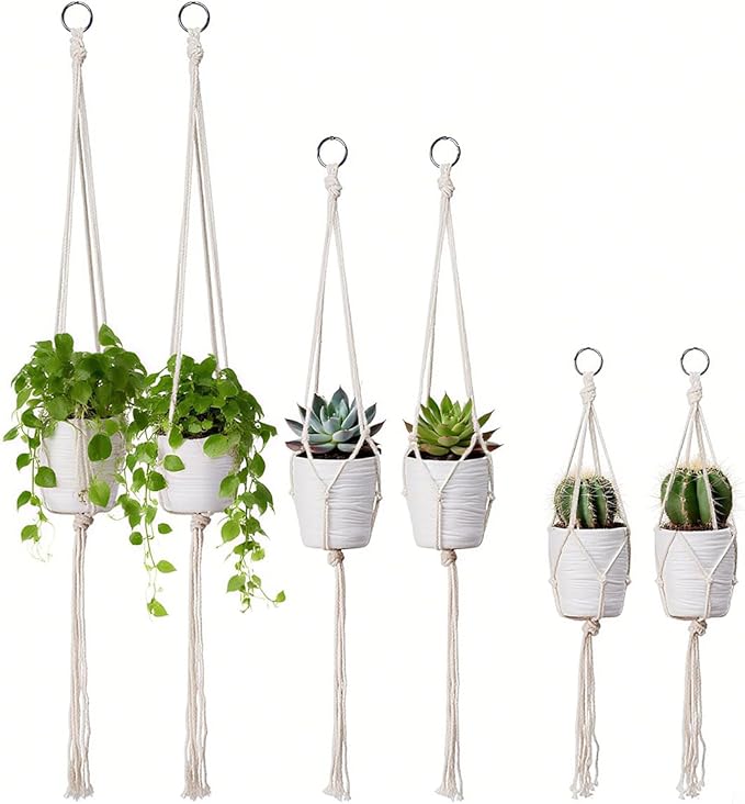 6 Pack Macrame Plant Hanger, Indoor Hanging Plants Holder, 3 Sizes 39"/31"/23" by XnxnzhHo