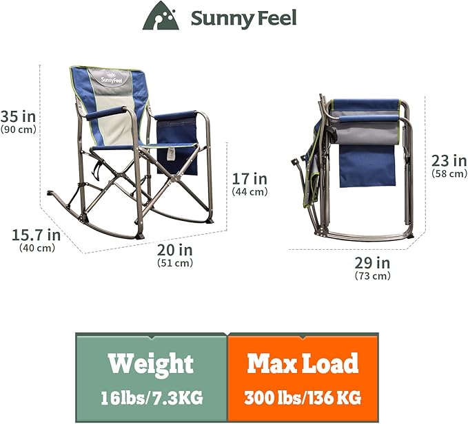 SUNNYFEEL Camping Directors Chair, Heavy Duty, Oversized Portable Folding Chair - Image 3