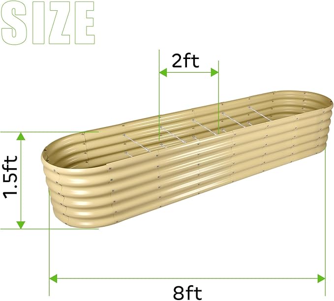 Land Guard 8×2×1.5ft Galvanized Raised Garden Bed Kit, Raised Garden Boxes - Image 2