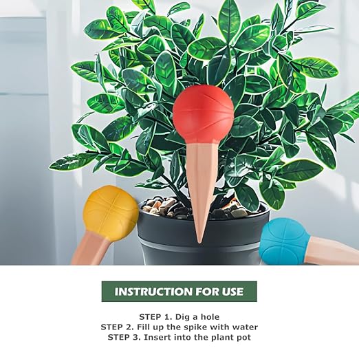 4 Pack Terracotta Watering Spikes, Vacation Self-Watering Planters Devices - Image 3
