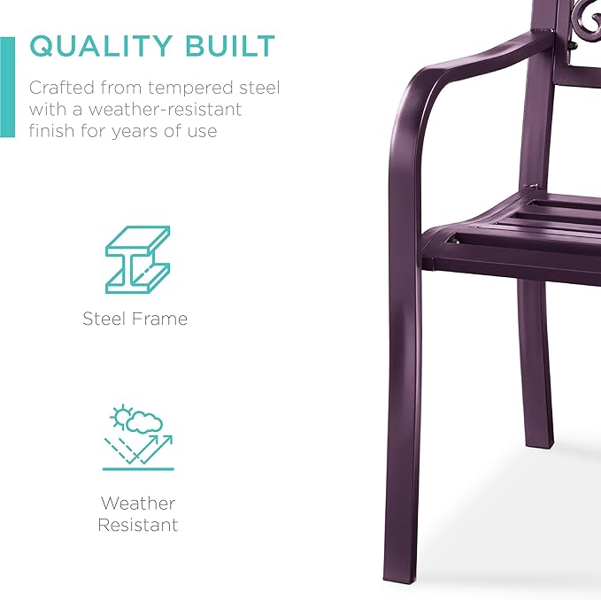Best Choice Products Outdoor Bench Steel Garden Patio Porch Furniture - Image 4