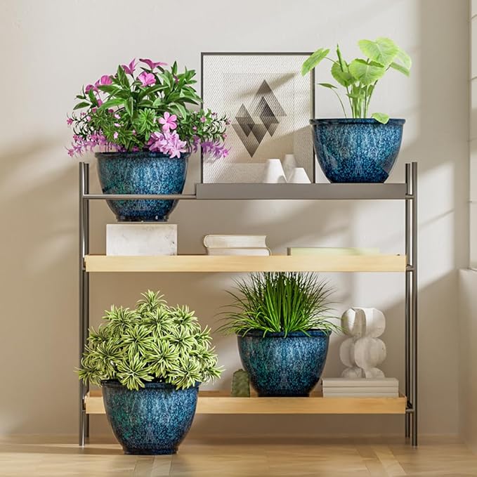 Plant Pots, 8 Inch Glaze Plastic Flower Pots - Image 7