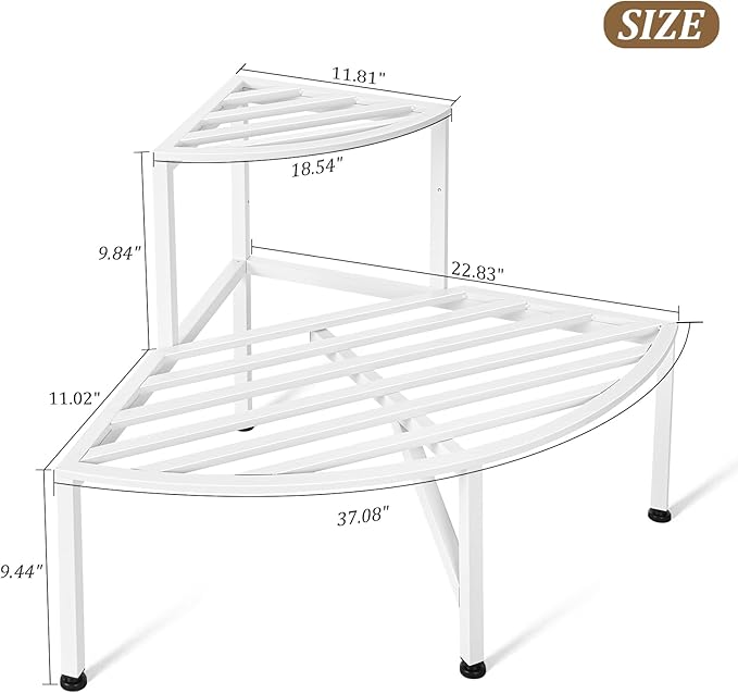 Corner Plant Stand Outdoor Metal, 2 Tier Heavy Duty Ladder Plant Shelf Indoor - Image 5