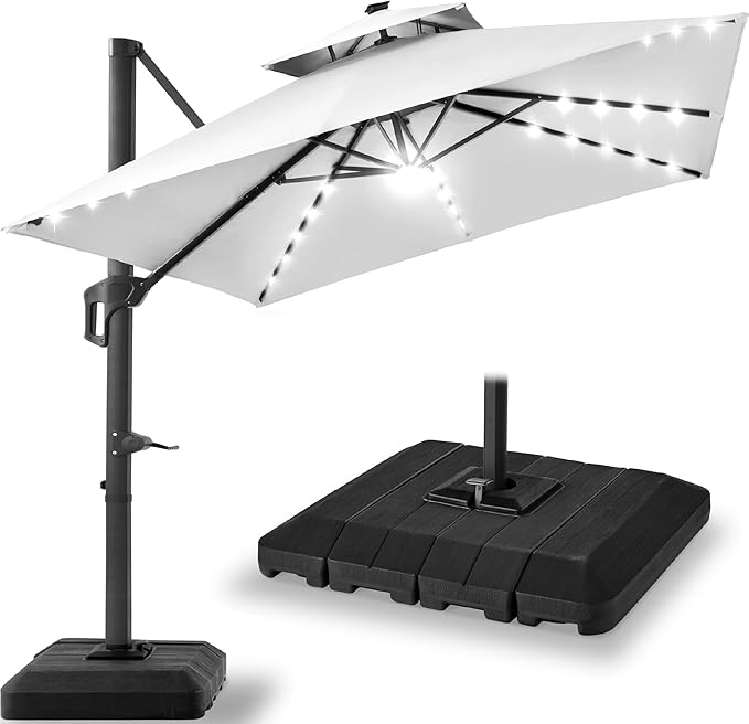 Best Choice Products 9x12ft LED Cantilever Patio Umbrella w/Base Included & by BestChoiceProducts