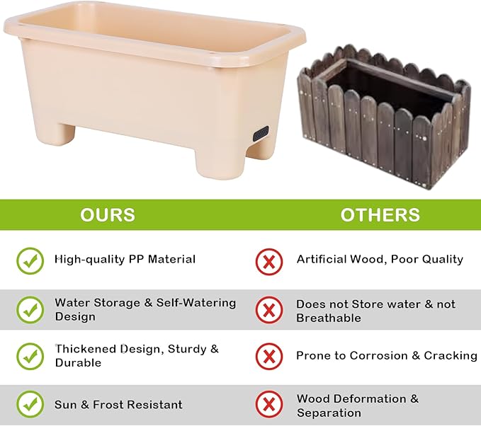 Self-Watering Rectangle Planter Boxes 8-Pack, 15.7-Inch Window Box Planter - Image 3