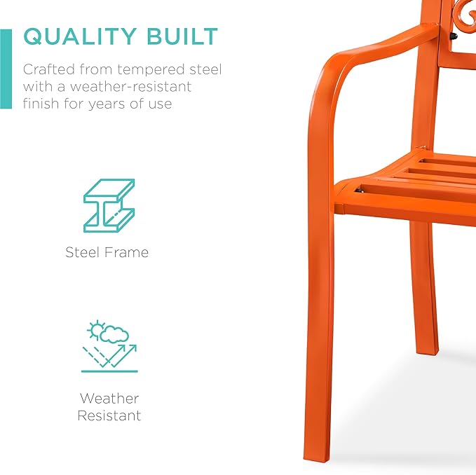 Best Choice Products Outdoor Bench Steel Garden Patio Porch Furniture - Image 4