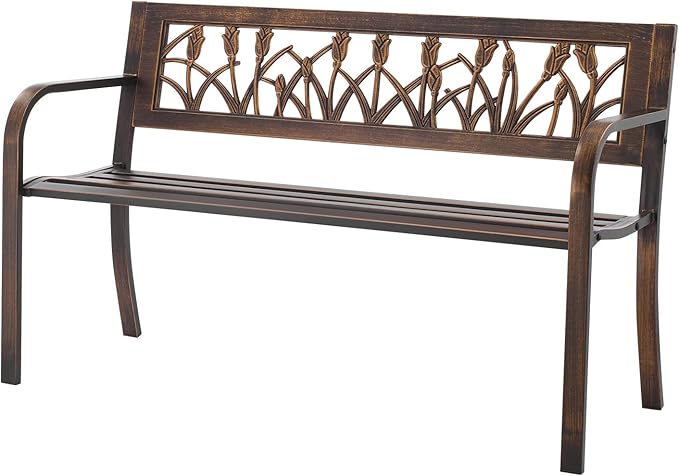 VEVOR Outdoor Bench, 50 inch, Carbon Steel Metal Frame - Image 9