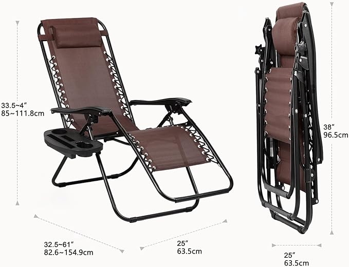 Nazhura Set of 2 Relaxing Recliners Patio Chairs Adjustable Steel Mesh Zero - Image 3