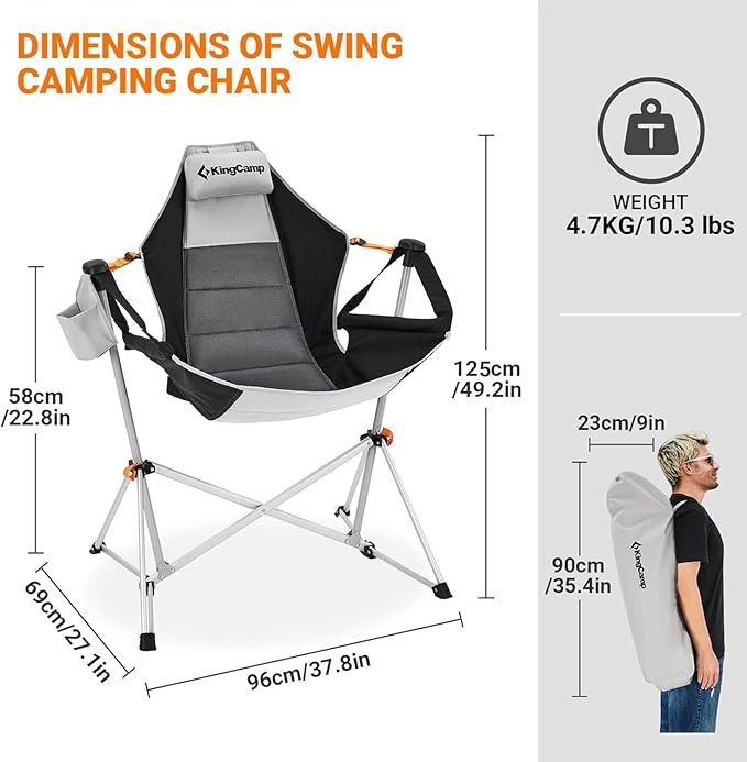KingCamp Hammock Chair with Footrest – Heavy Duty Swinging Rocking Camping - Image 3