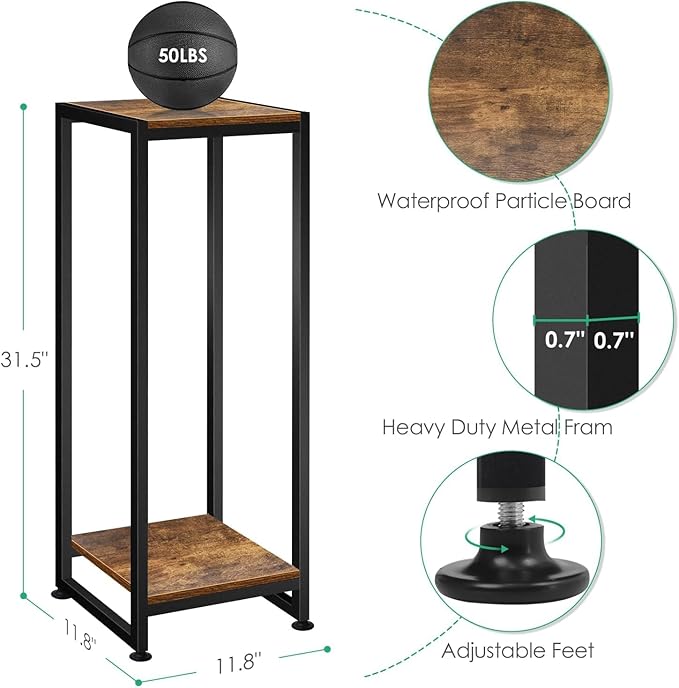 2-Pcak Plant Stand Indoor, 31.5'' Tall Wood Plant Stands Heavy Duty Pedestal - Image 3