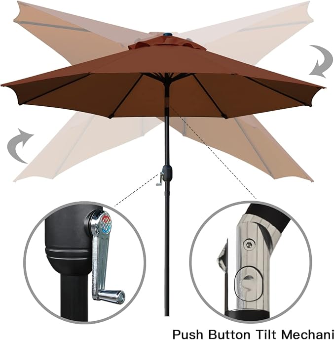 Sunnyglade 9' Patio Umbrella Outdoor Table Umbrella - Image 3