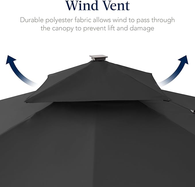 Best Choice Products 12x12ft LED Cantilever Patio Umbrella w/Base Included & - Image 7