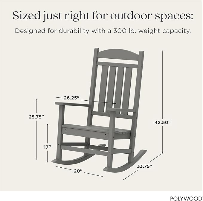 POLYWOOD Presidential Rocking Chair in Slate Grey - Image 2