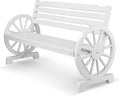 VINGLI Rustic Wooden Wheel Bench Outdoor Bench, Patio Bench Wagon Slatted Seat by VINGLI