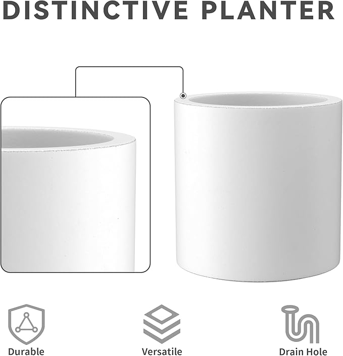 Kante 15.7" Dia Round Concrete Planter, Modern Style Large Cylindrical Plant Pot - Image 7