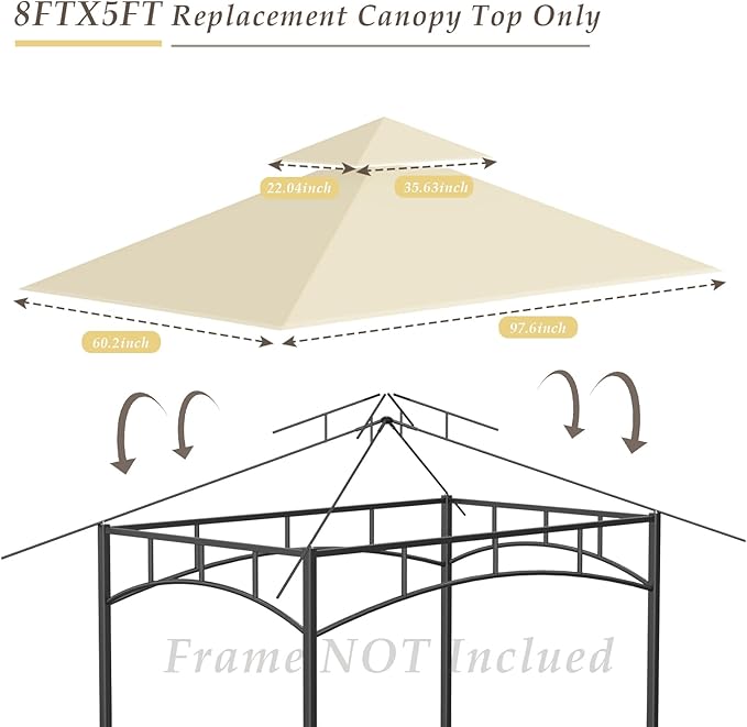Grill Gazebo Replacement Top, 5 * 8 Outdoor BBQ Top Cover, Double Layer BBQ - Image 3