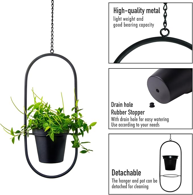 Metal Hanging Planters, Modern Plant Hanger - Image 4